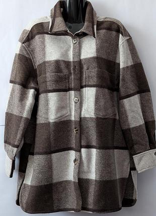 Женское пальто рубашка h&m,пальтишко, курточка,куртка, с карманами,в,клетку,клеточку,брендовое