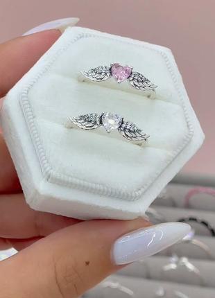 Серебряная кольца сердечко с крыльями