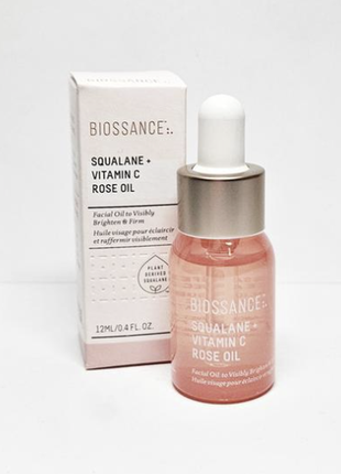 Увлажняющее масло biossance squalane + vitamin c rose oil 12ml