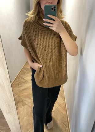 Стильна безрукавка кофта кейп пончо акрил альпака