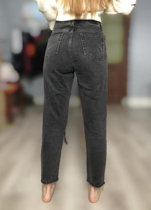 Чорні чёрные графитовые графітові джинсы штаны джинси брюки мом по фигуре высокой талии скини..8 фото