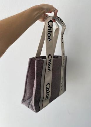 Сумка chloe woody tote grey 6
