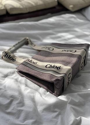 Сумка chloe woody tote grey 2