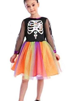 Карнавальный костюм платье скелет единорог эдинорожка ведьма на девочку 3, 4, 5 лет хеллоуин хелоуин хеллоуин
