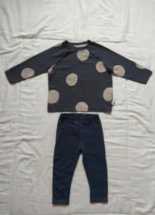 Лосины на девочку в подарок кофта в горошек primark 18-24 месяцев