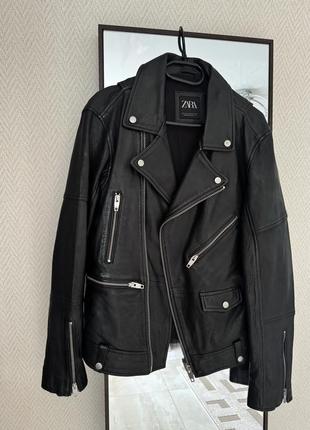 Косуха куртка zara натуральна шкіра