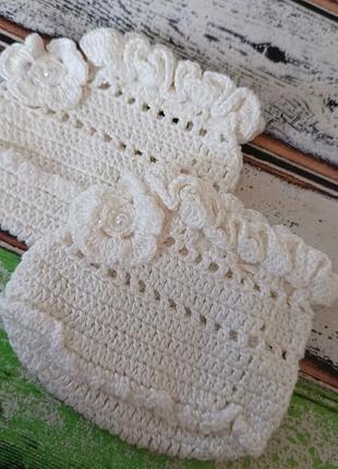 Роскошные кремовые пинетки для новорожденной девочки