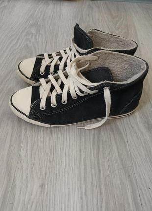 Кеди converse,замшеві з хутром