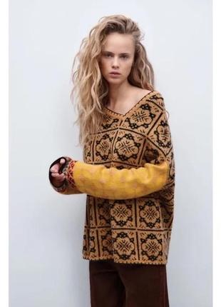 Оригинальный теплый свитер кофта zara