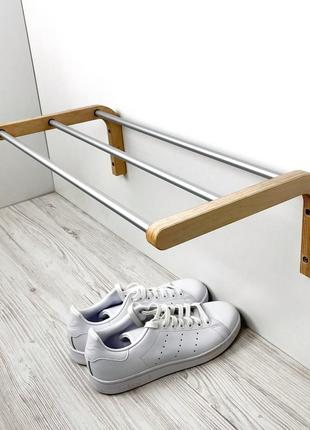 Відкрита поличка для взуття настнінна   натуральний + алюміній 15*25*79 см