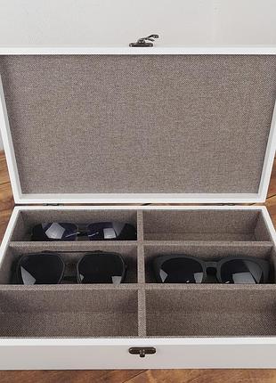 Шкатулка для 6 очков белая, 350×210×70мм