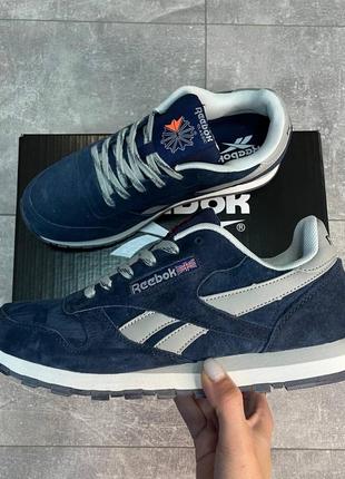 Замшевые кроссовки reebok classic leather blue silver 5