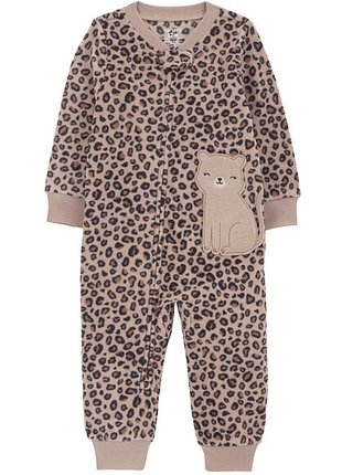 Пижама человечек для девочки флисовый carter`s (сша) англия леопард корица котик
