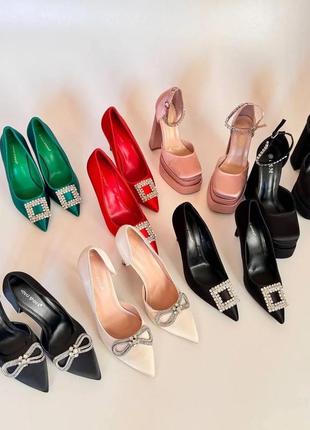 Туфлі лодочки на шпильці нарядні з брошкою жіночі