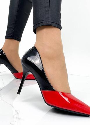 Жіночі шкіряні туфлі на високих підборах seven 1097 чорні