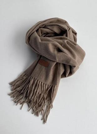 Коричневый шарф палантин кашемир теплый