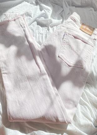 Жіночі джинси levi’s рожеві з високою посадкою  з необробленими краєм висвітленні 501 skinny l7 фото