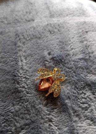 Шикарная миниатюрная брошь пчела пчелка цирконий
