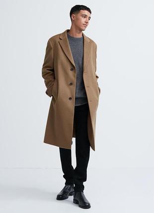 Пальто класичне кольору коричневе  кемел довге  uniqlo, xl