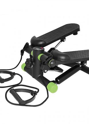 Степпер (мини-степпер) с эспандерами sportvida sv-hk0357 black/green