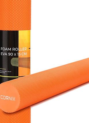 Массажный ролик cornix eva+ 90 x 15 см (валик, роллер) xr-0312 orange