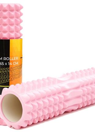 Массажный ролик cornix eva 45 x 14 см (валик, роллер) xr-0336 light pink