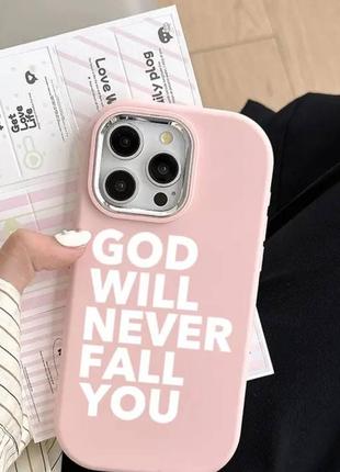 Чохол на айфон 15 про для iphone 15 pro рожевий силіконовий  ніжно з принтом надписом