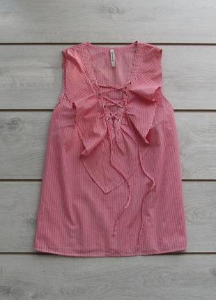 1+1=3 🎁 майка в смужку на зав'язці з воланами від stradivarius