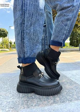 🔥ботинки деми/зима tessa черная кожа.