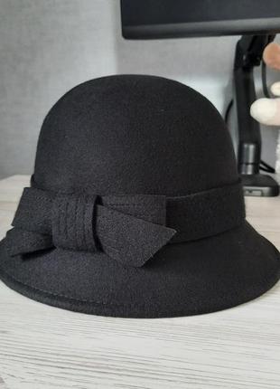 Новий чорний жіночий капелюшок капелюха вовняний 100% вовна accessorize з маленькими крисами клош