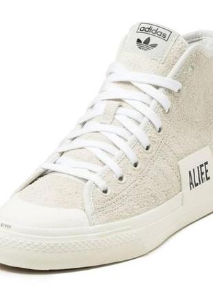 Шкіряні високі кеди-кросівки adidas nizza hi alife white