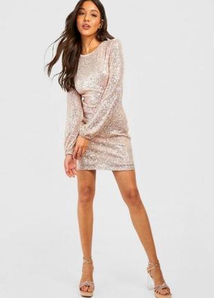 Облегающие мини платье декорироное пайетками