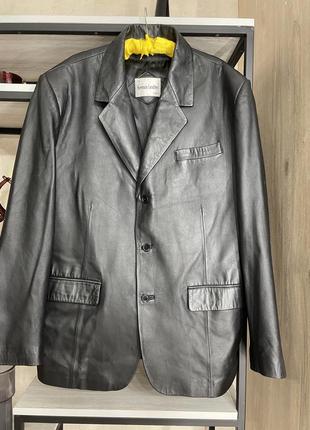 Кожаный пиджак из мужского плеча жакет кожа черный оверсайз