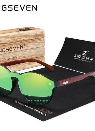 Поляризаційні сонцезахисні окуляри для чоловіків і жінок kingseven r5790 green wooden код/артикул 1841 фото