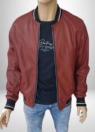 Мужская куртка из искуственной кожи nature 6707-7 в рыжем цвете артикул: jack0003