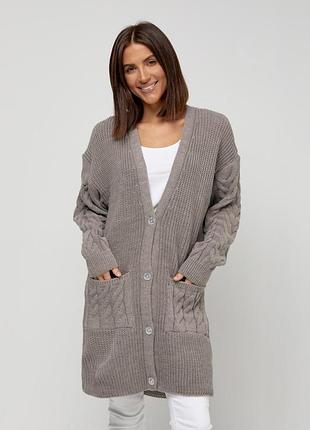 Теплый удлиненный кардиган с карманами (5 цветов) кардиган на пуговицах