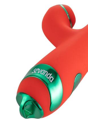 Вибратор-кролик с флокером lockink sevanda whip vibrating massage wand - red &amp; green 2