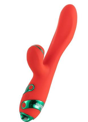 Вибратор-кролик с флокером lockink sevanda whip vibrating massage wand - red &amp; green 3