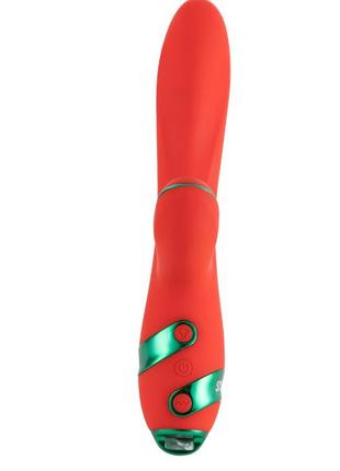 Вибратор-кролик с флокером lockink sevanda whip vibrating massage wand - red &amp; green 5