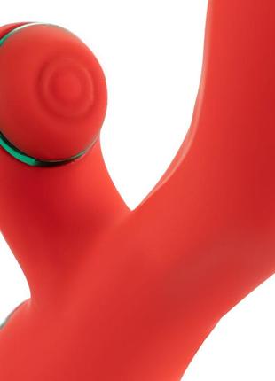 Вибратор-кролик с флокером lockink sevanda whip vibrating massage wand - red &amp; green 4