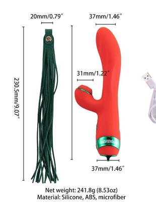 Вибратор-кролик с флокером lockink sevanda whip vibrating massage wand - red &amp; green 6