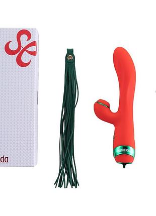 Вибратор-кролик с флокером lockink sevanda whip vibrating massage wand - red &amp; green 7