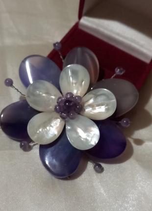 Брошка, перламутр,аметист