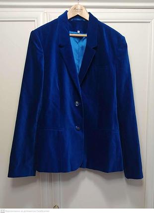 Піджак оксамит, котон, волошковий