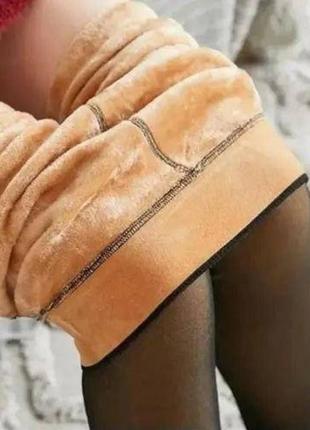 Женские колготки, теплые колготки на меху под капроновые, эффект голых ног, имитация капро...