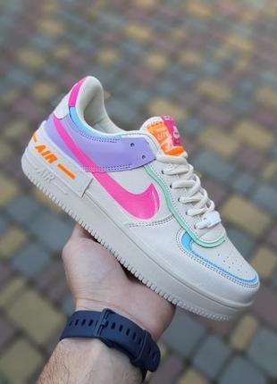 Nike air force 1 shadow бежеві з малиною