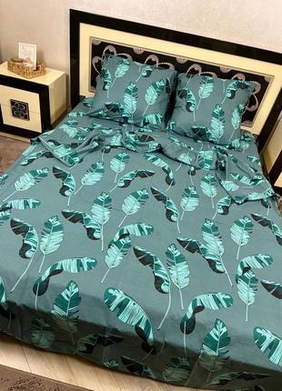 Постельное белье бязь голд айлант 🪶🥰, простинь на резинці бязь голд, простирадло на резинці бязь голд2 фото