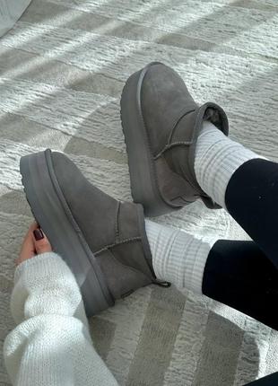 Ugg ultra mini platform grey угги угги мини угги на меху все цвета