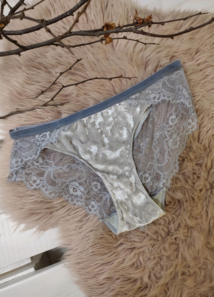 Трусики бархатні з кружевом