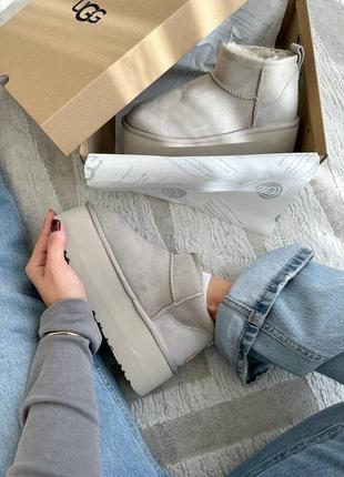 Ugg ultra mini platform light grey угги угги мини угги на меху все цвета